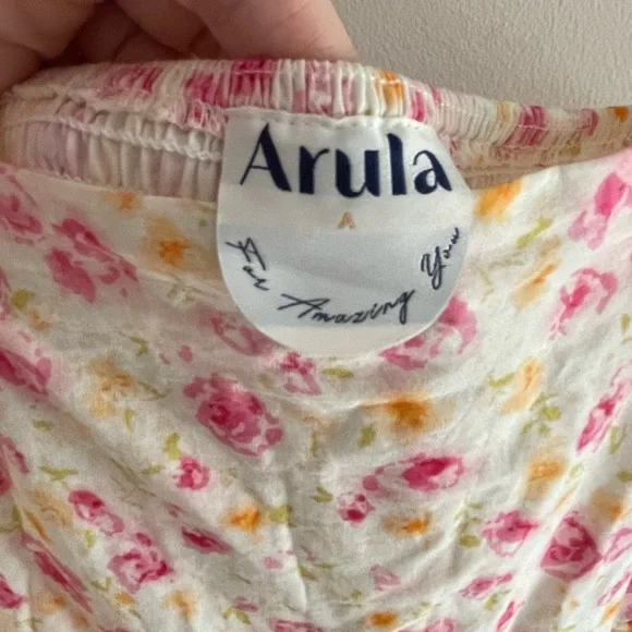 ARULA Cream Maxi Dress with Pink and Orange Floral Print - Picture 9 of 9